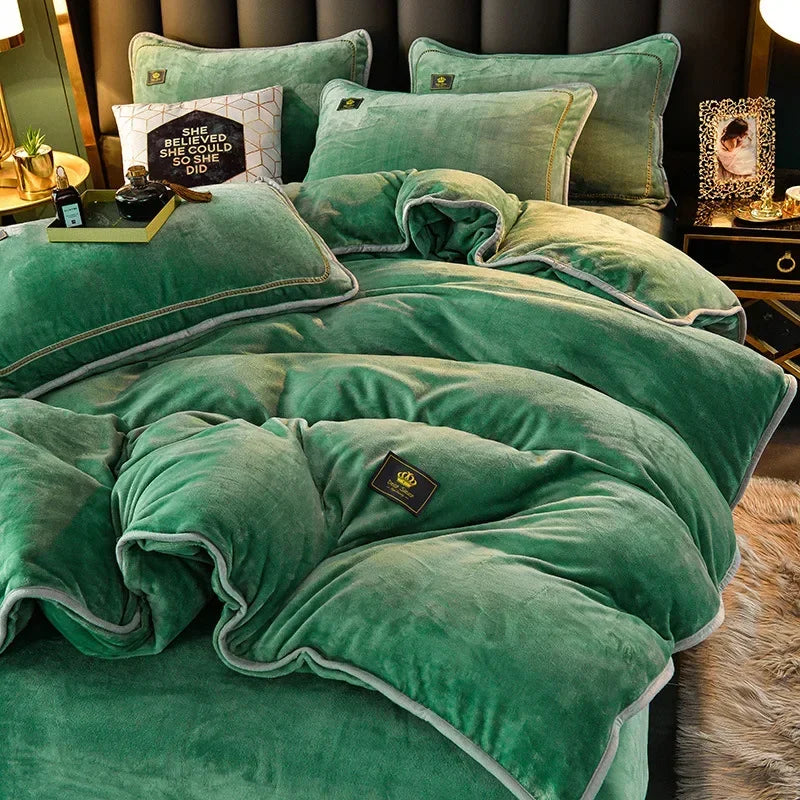 Afralia™ Plush Winter Bedding Set: Ultra-Thick Milk Fleece Duvet, Sheets, Comforter Cover & Pillowcases