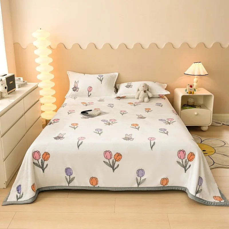 Afralia™ Cartoon Print Flannel Sofa Cover – Lightweight Plush Blanket for Adults