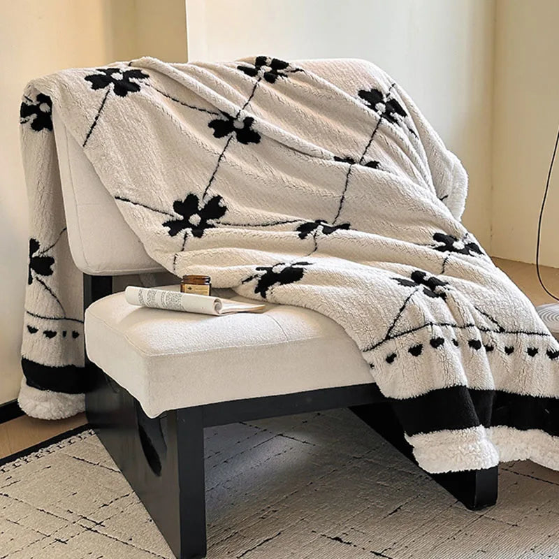 Afralia™ Double-Layer Jacquard Lamb Wool Blanket - Cozy Sofa Throw for Winter Home Comfort