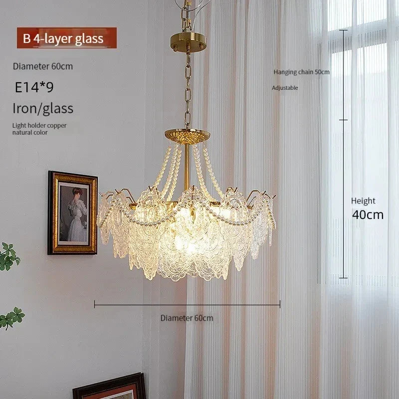 Afralia™ Clear Glass LED Chandelier: Modern French Style Hanging Fixture for Bedroom, Living Room & Kitchen