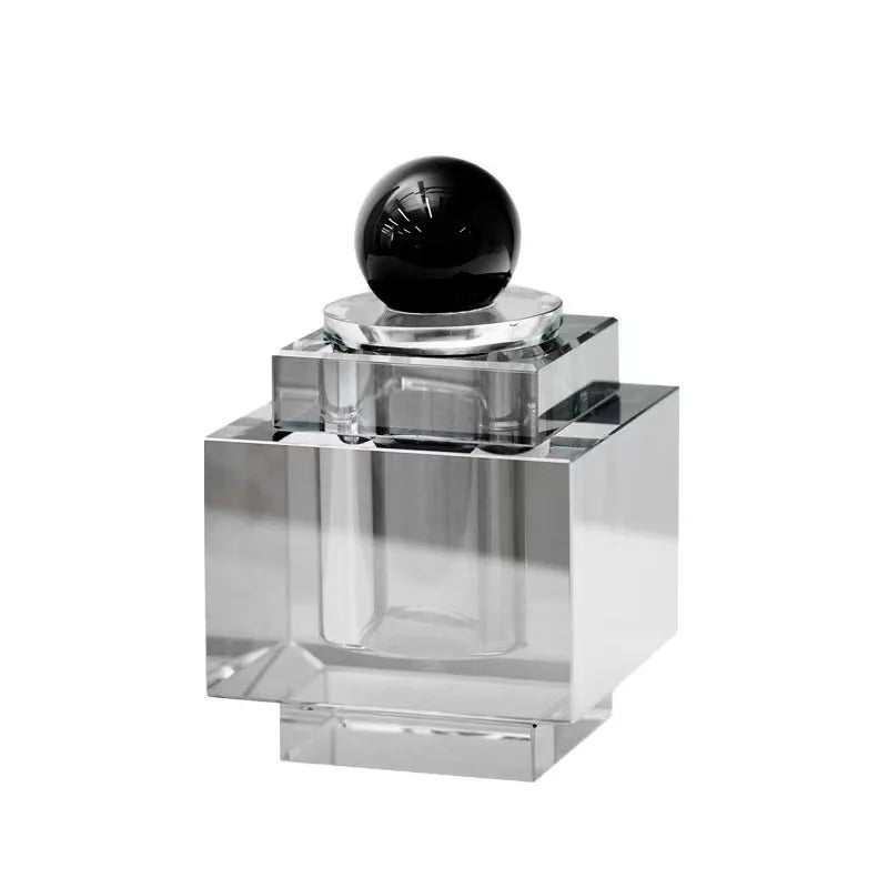 Afralia™ Clear Crystal Geometric Storage Jar - Cubic Square Transparent Jewelry Box