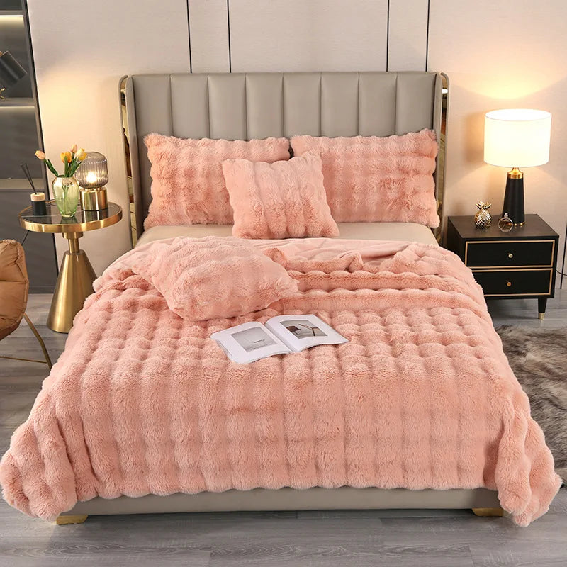 Afralia™ Bubble Rabbit Velvet Blanket: Soft Plush Sofa Cover for All Seasons