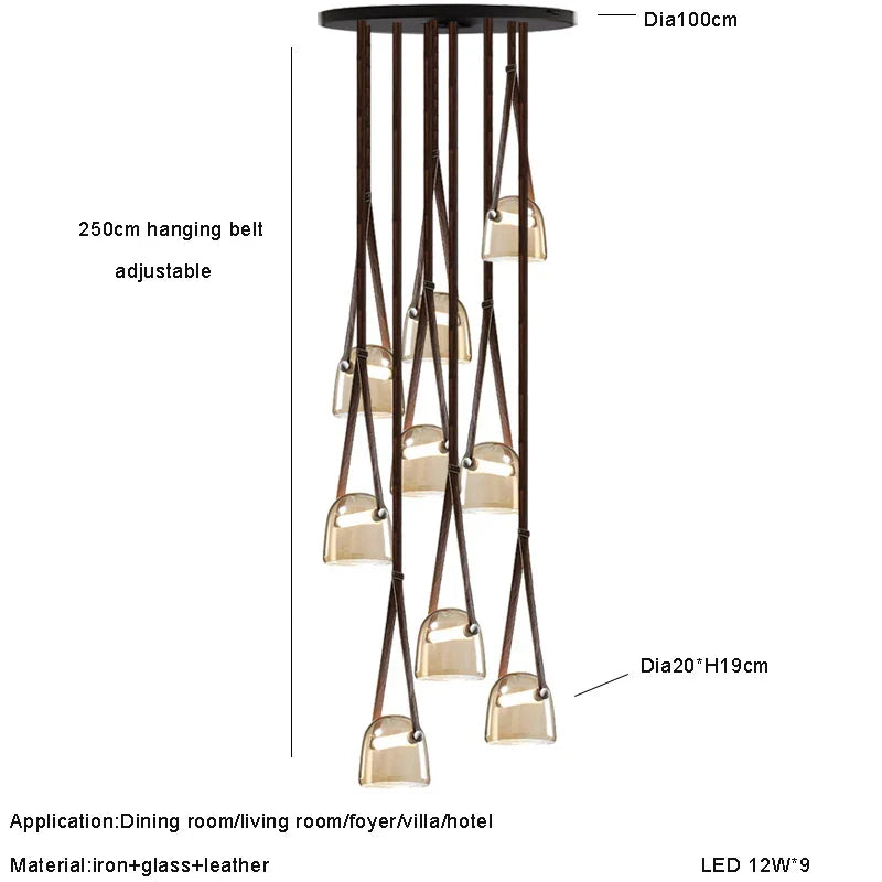 Afralia™ Luxury LED Crystal & Leather Chandelier for Living Room