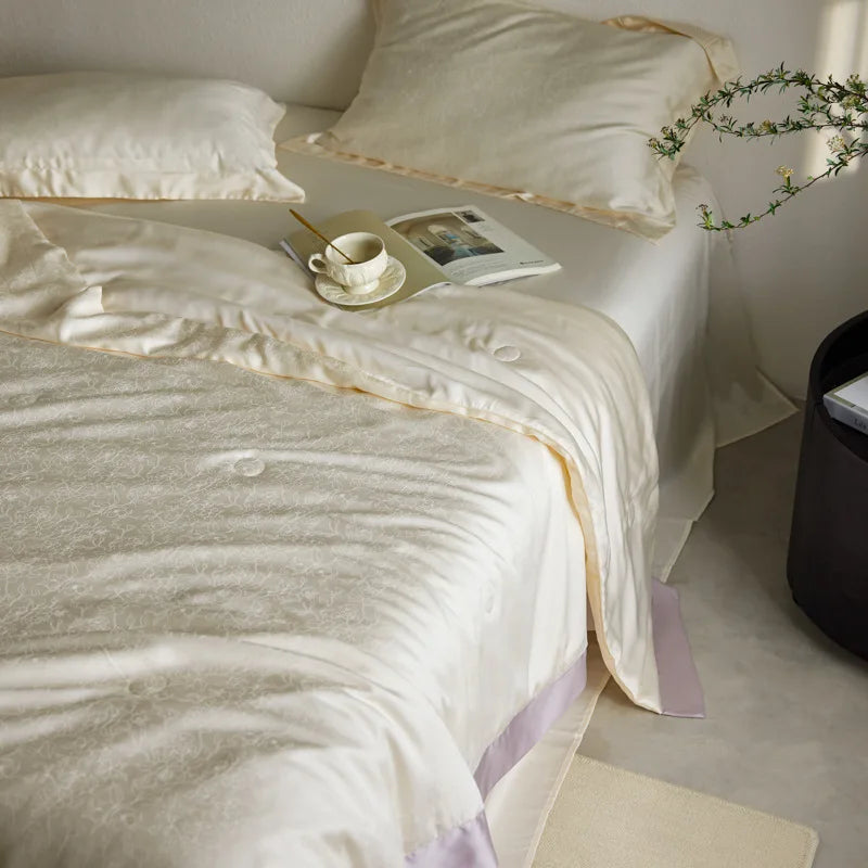 Afralia™ Light Luxury Jacquard Quilt Set with Sheets & Pillowcases - Ice Silk, Washable & Cooling