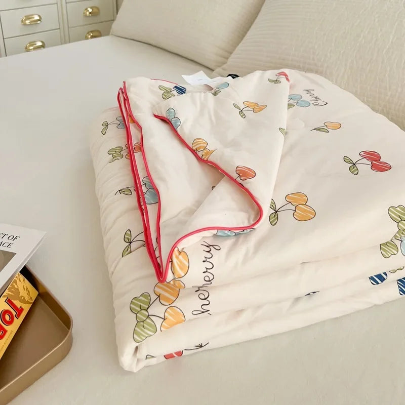 Afralia™ Cartoon Patchwork Summer Cooling Blanket Lightweight Air Condition Comforter
