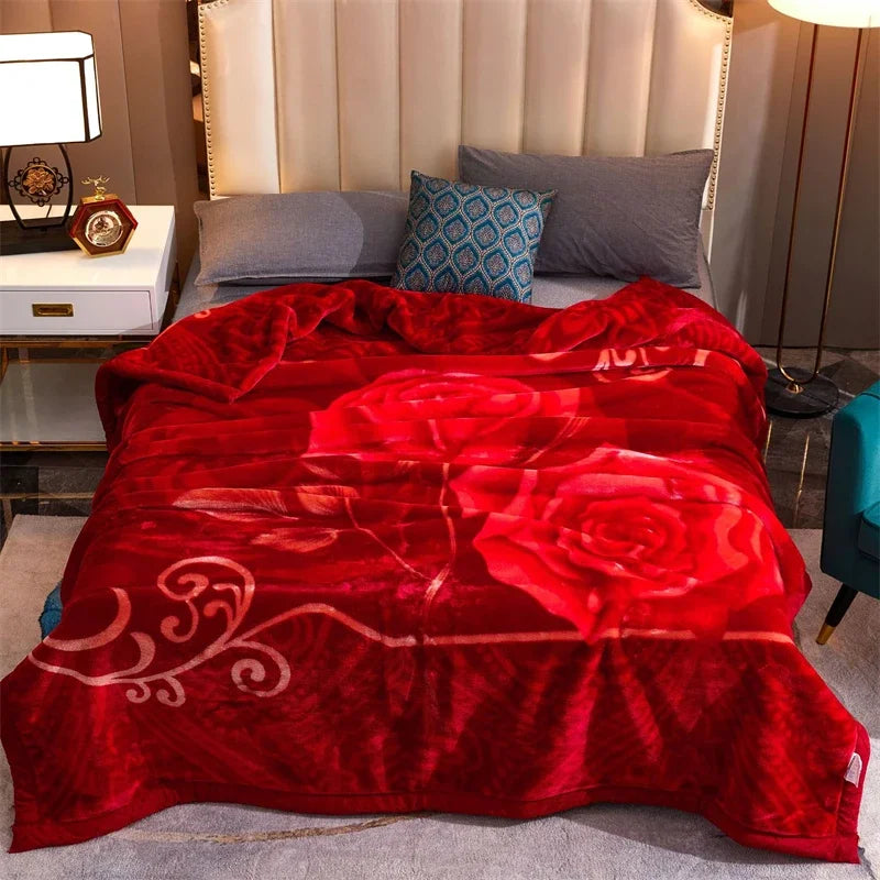 Afralia™ Winter Raschel Blanket: High-End, Warm, and Skin-Friendly for Single & Double Beds