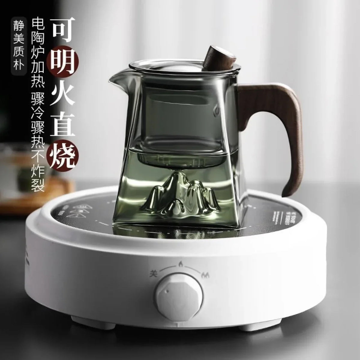 Afralia Glass Tea Pot with Infuser Herbal Flower Tea Kettle Clear Square Filter