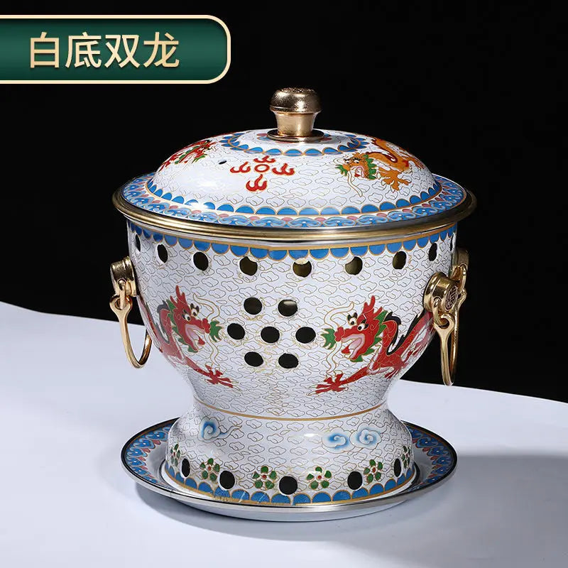 Afralia™ Mini Enamel Hotpot with Alcohol Burner, Pure Copper Single Serving Oil Boiler