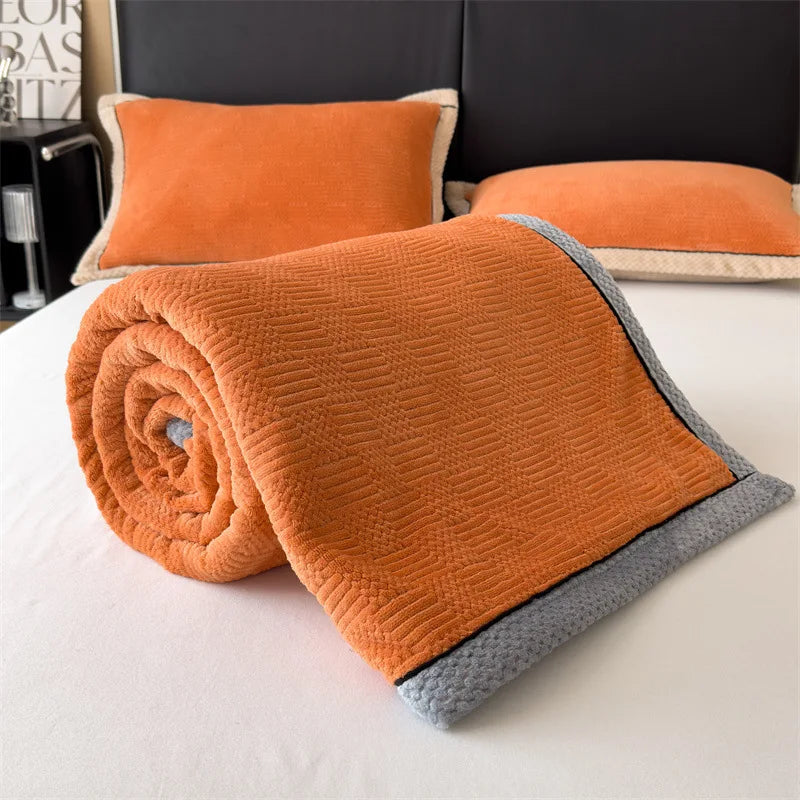 Afralia™ Carved Velvet Blanket: Soft, Warm Sofa Throw for Autumn & Winter