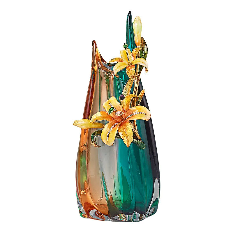Afralia™ Handmade Enamel Vase for Living Room TV Cabinet and Wine Cabinet Décor