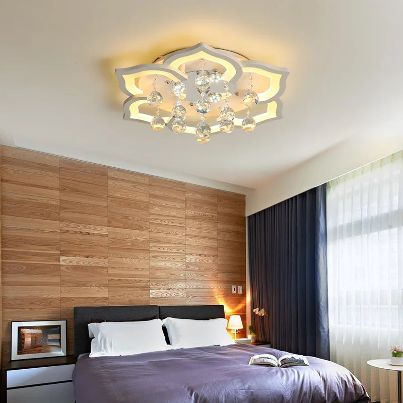 Afralia™ Modern Crystal Chandelier Ceiling Lights for Living Room Bedroom Kitchen LED Fixtures