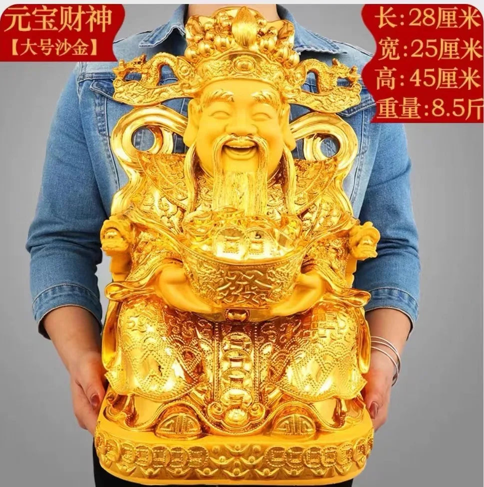Afralia™ Gold God of Wealth Statue: Fengshui Home Decor Sculpture for Entrance & Living Room