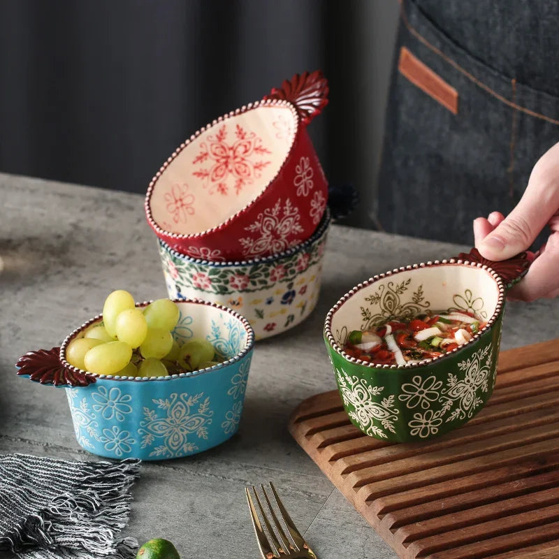 Afralia™ Japanese Style Hand-painted Seasoning Dishes & Soy Sauce Bowls