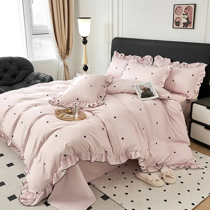 Afralia™ Luxury Silk Floral Bedding Set: Duvet Cover, Fitted Sheet, Pillowcase - Single Size