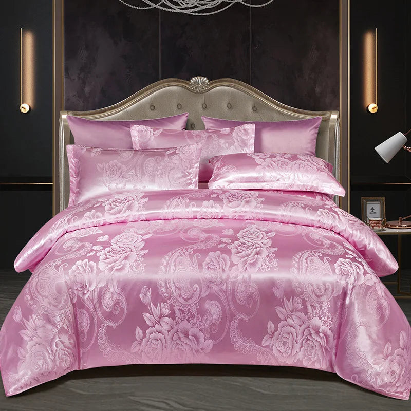 Afralia™ Jacquard Satin Summer Bedding Set - Elegant & Skin Friendly Duvet Cover - Single/Double Size