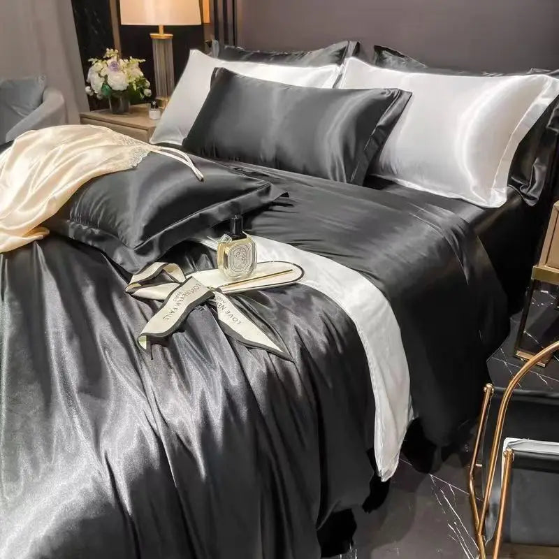 Afralia™ Silk Bedding Set: Smooth 100% Silk Comforter Cover Sets for Full Twin King Queen