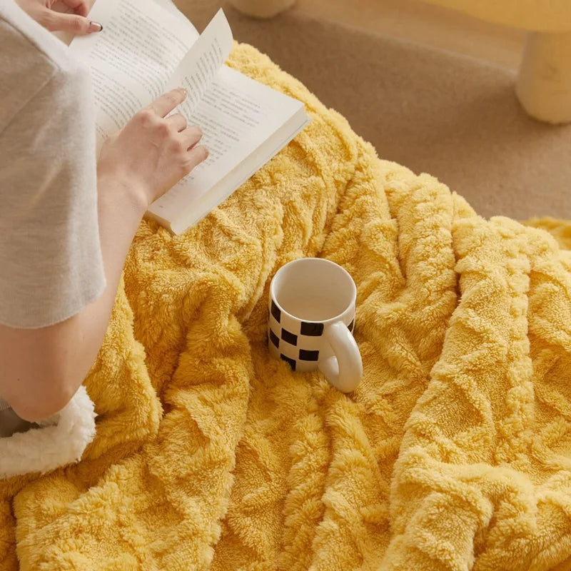 Afralia™ Cozy Jacquard Coral Fleece Blanket