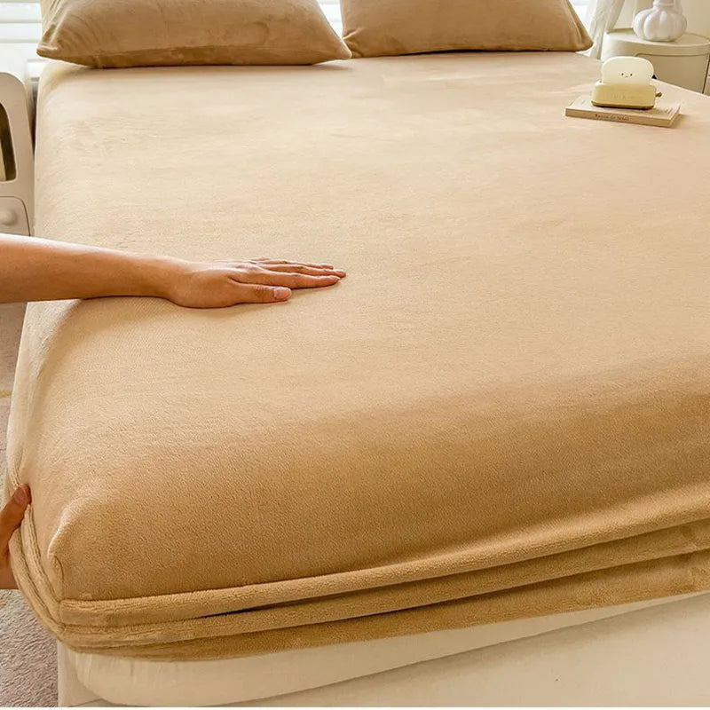 Afralia™ Cozy Milk Velvet Fitted Sheet for Autumn & Winter Mattress Topper