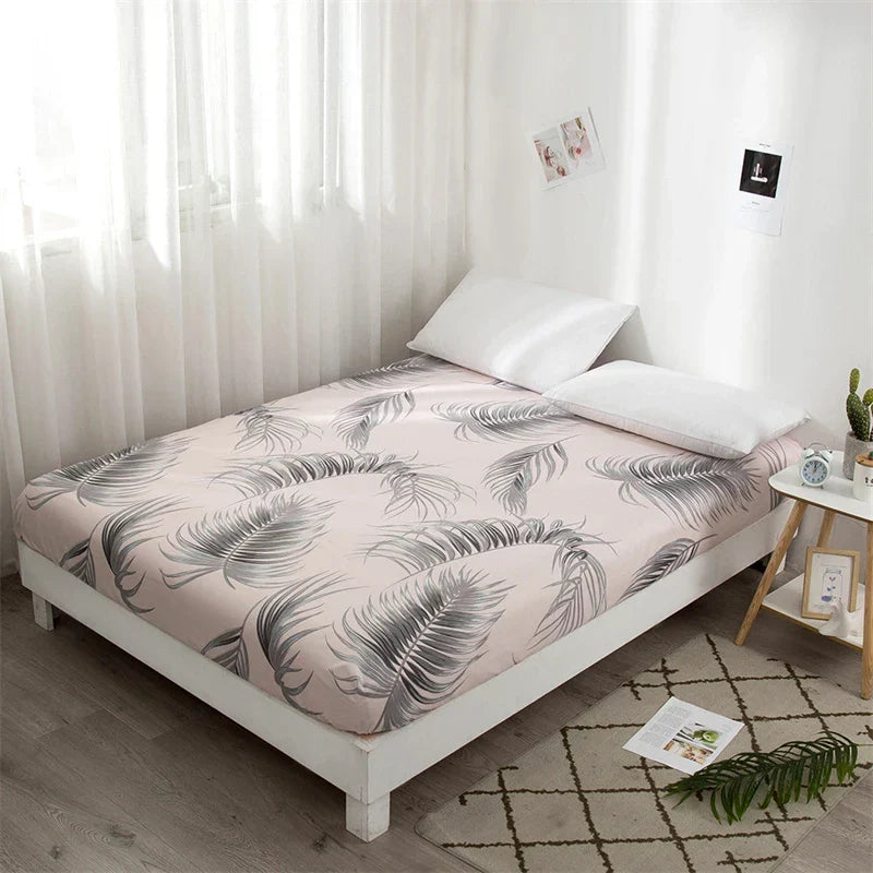 Afralia™ Plaid Printed King Size Fitted Bed Sheet - Soft Elastic Band Sheet