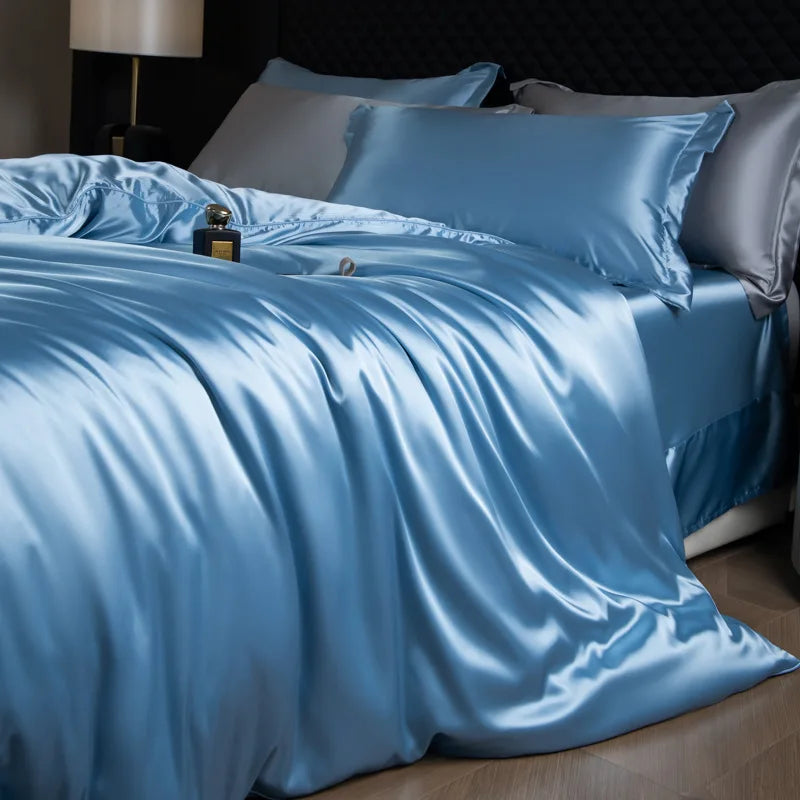 Afralia™ Silk Bedding Set: Smooth 100% Silk Comforter Cover Sets for Full Twin King Queen
