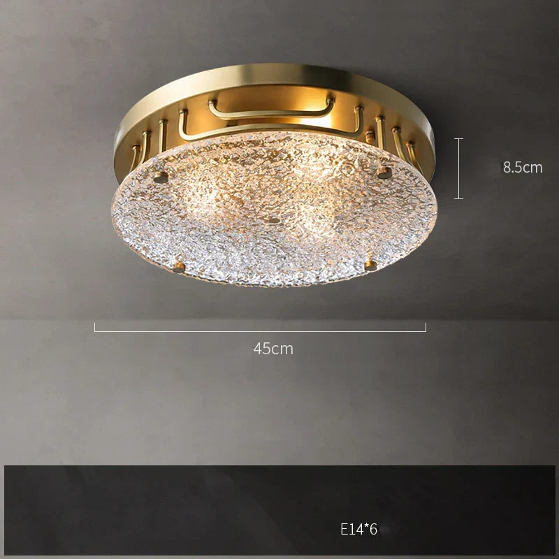 Afralia™ Gold Water Ripple Glass Ceiling Lamp for Bedroom Kitchen Home Decor