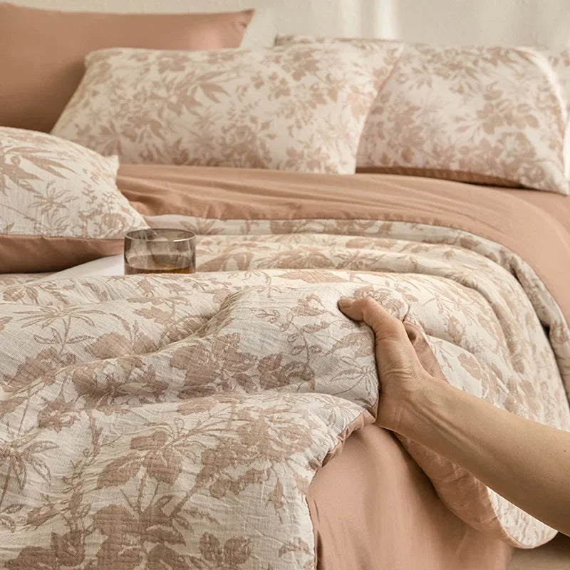 Afralia™ Luxury Jacquard 3-Layer Cotton Bedding Set - Soft & Skin-Friendly