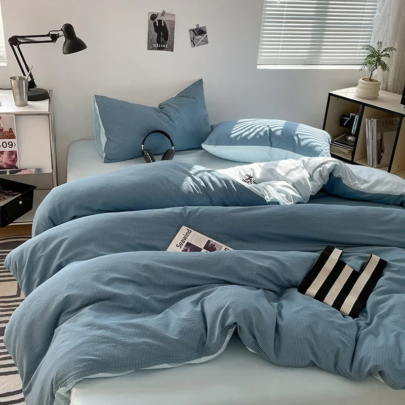 Afralia™ Super Soft Double-Sided Bubble Cotton Bed Four-Piece Set