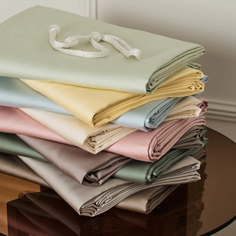 Afralia™ Double Layer Satin Queen Duvet Set Smooth & Cool Luxury Quilt Cover Pillowcases