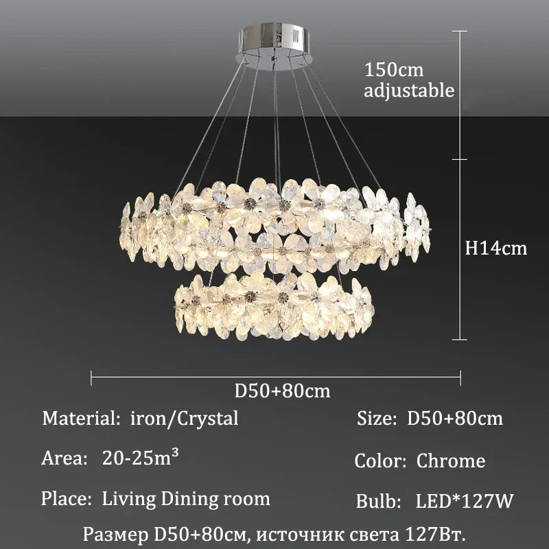 Afralia™ Chrome Petal Crystal Chandeliers: Luxury LED Ceiling Pendant Lights for Home Decor