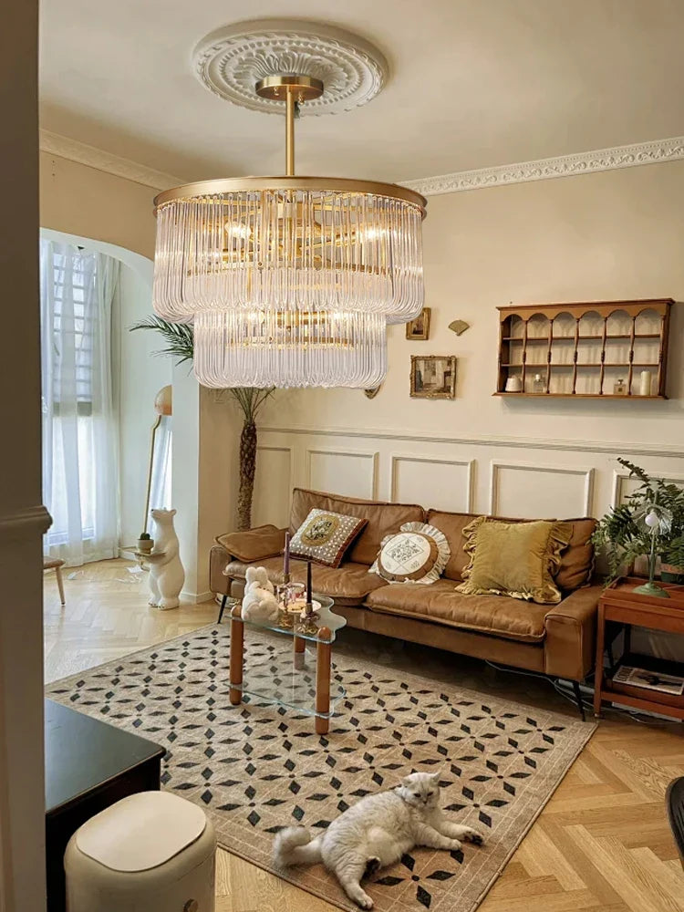 Afralia™ Brass Glass Bar Chandelier Modern Minimalist Designer Luxury Living Room Hanglamp
