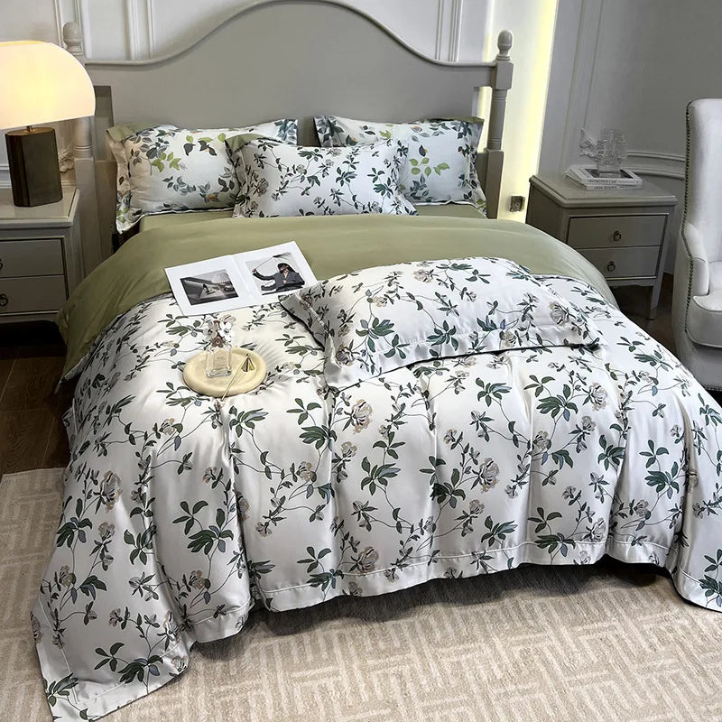 Afralia™ 3D Printed Faux Silk Bedding Set - Cooling, Skin-Friendly, Non-Fading Comfort