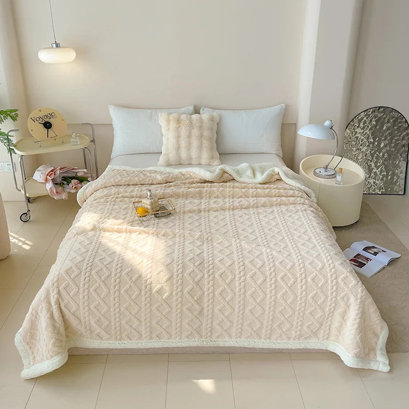 Afralia™ Soft Lamb Wool Blanket for Office Living Room Sofa All Seasons Comfy Cover