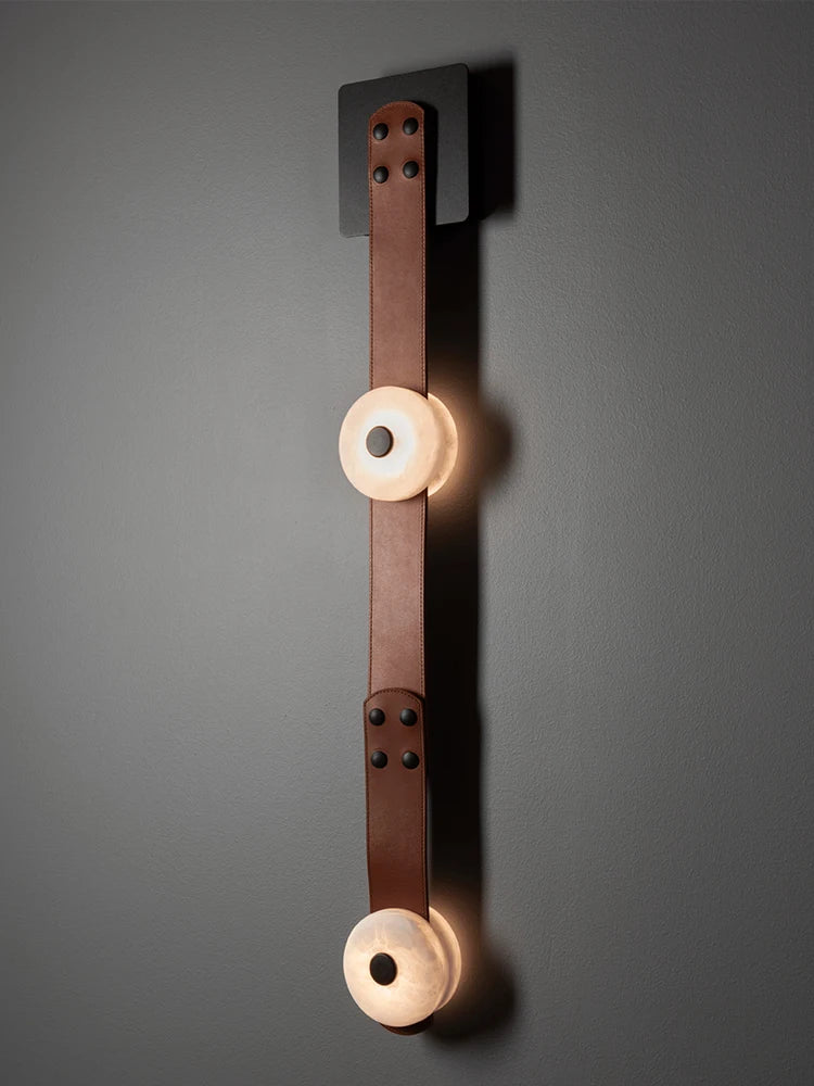 "Afralia™ Leather Belt LED Chandelier: Artistic DIY Hanging Lamps for Living Room"