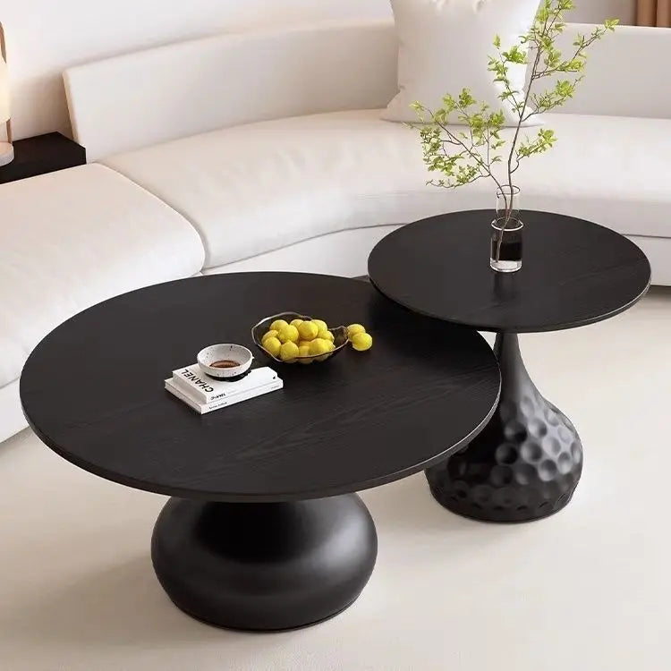 Afralia™ Solid Wood Round Coffee Table Set for Simple Nordic Living Room