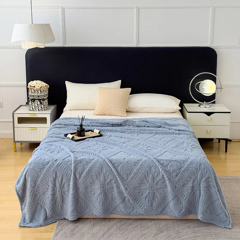 Afralia™ Jacquard Coral Velvet Sofa Cover Blanket | Soft & Warm for Spring/Autumn