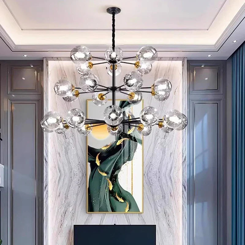 Afralia™ Glass Ball LED Pendant Light Chandelier - Nordic Style for Modern Home Decor