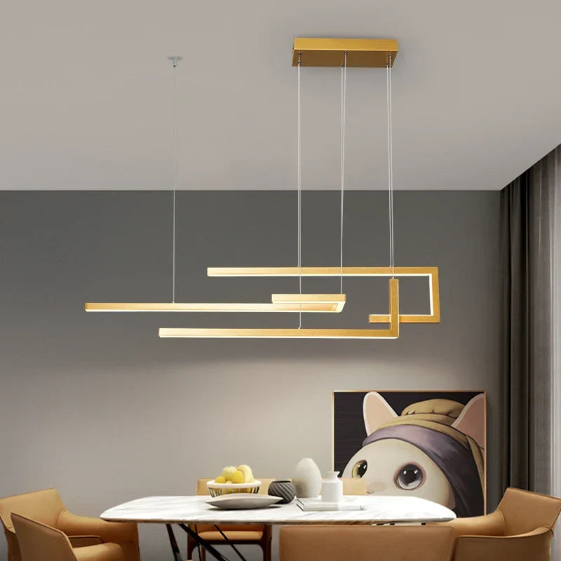 Afralia™ Black LED Ceiling Pendant Light - Dimmable Modern Chandelier for Home Decor