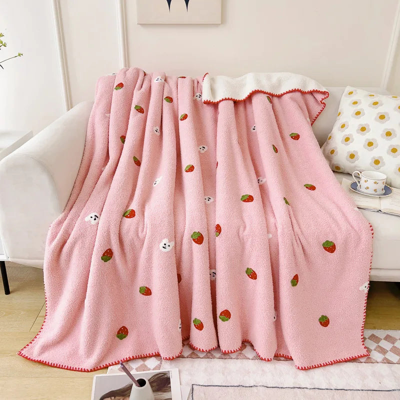 Afralia™ Flower Embroidered Lamb Wool Blanket: Versatile All Seasons Shawl & Travel Companion