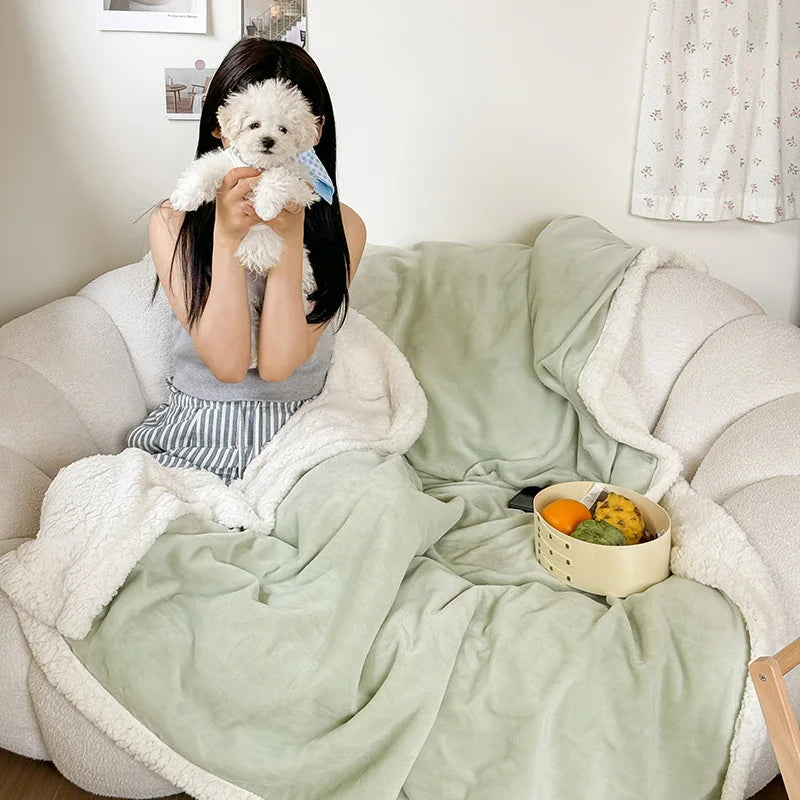 Afralia™ Lamb Wool Multi-Purpose Blanket: Soft & Warm Sofa Cover, Office Quilt