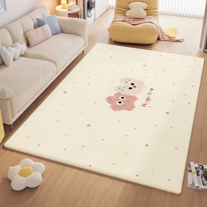Afralia™ Cartoon Ball Print Cozy Carpet: Anti-Slip, Stain-Resistant Bedside Rug