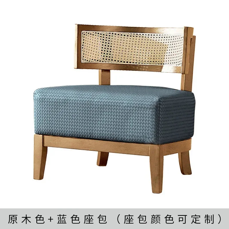 Afralia™ Nordic Rattan Sofa Chair: Solid Wood Outdoor Furniture Balcony Seating