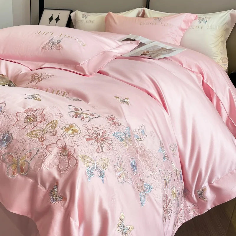 Afralia™ Luxury Cotton Twill Embroidery Duvet Cover Set for Seasons