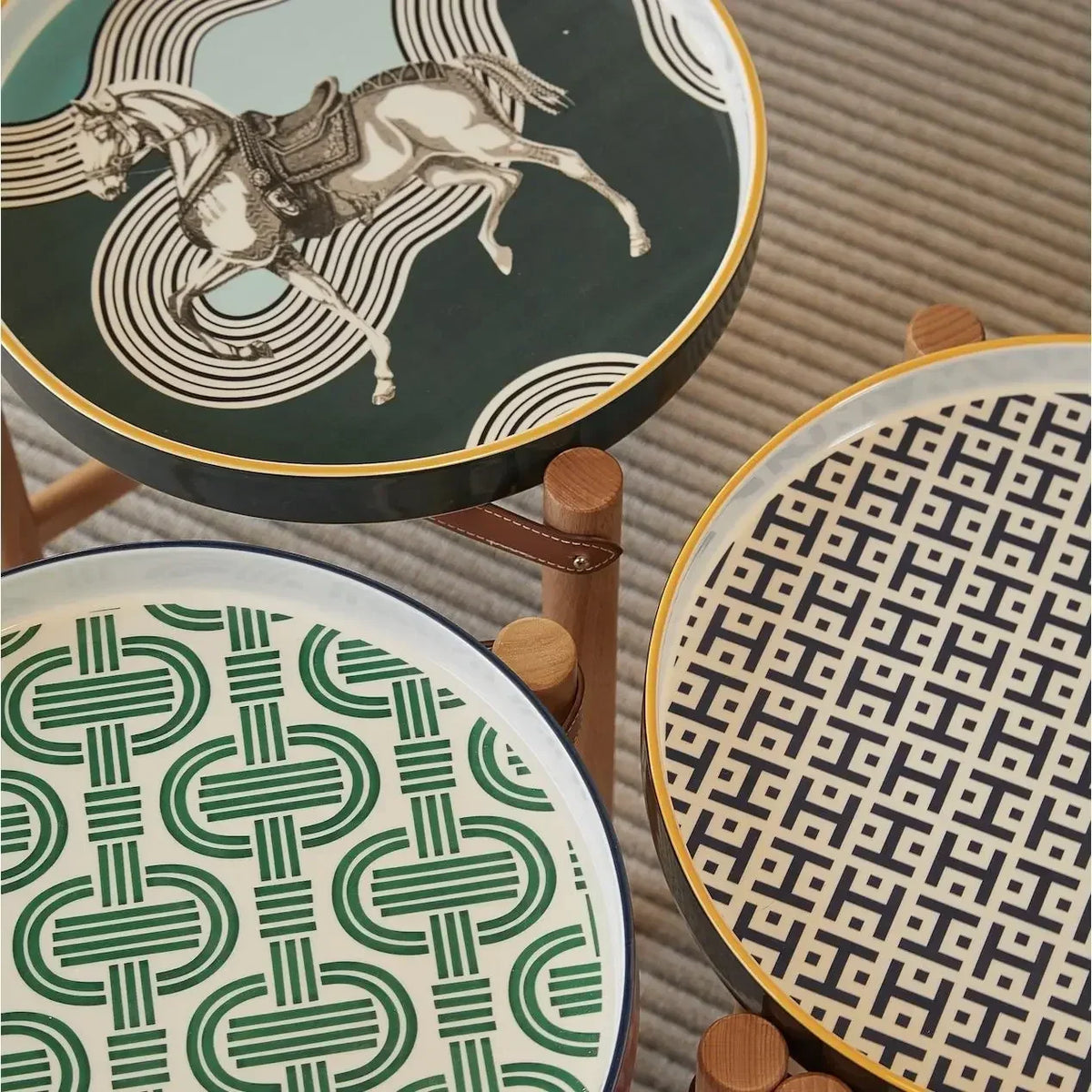 Afralia™ Ceramic Tray Coffee Table, Nordic Solid Wood Sofa Side Table and Creative Storage Desk