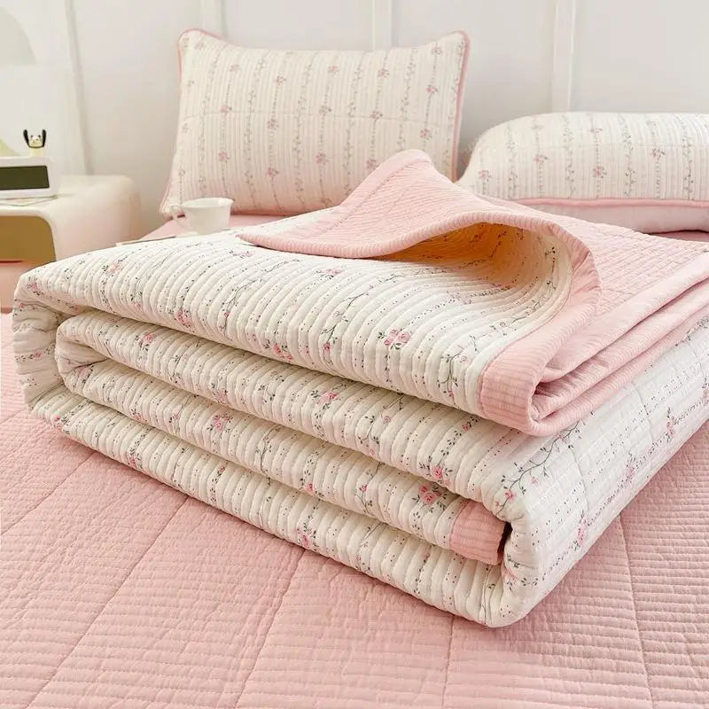 Afralia™ Cartoon Small Fresh Washed Cotton Bed Sheets Bedspread