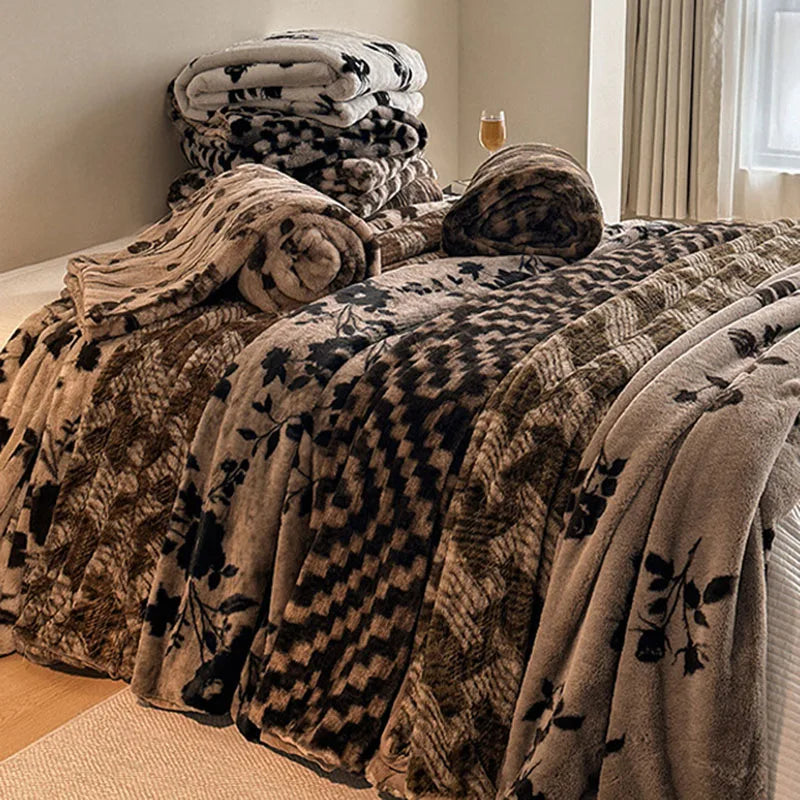 Afralia™ Cosy Faux Rabbit Plush Blanket in Milk Velvet for Single Sofa Decoration & Napping