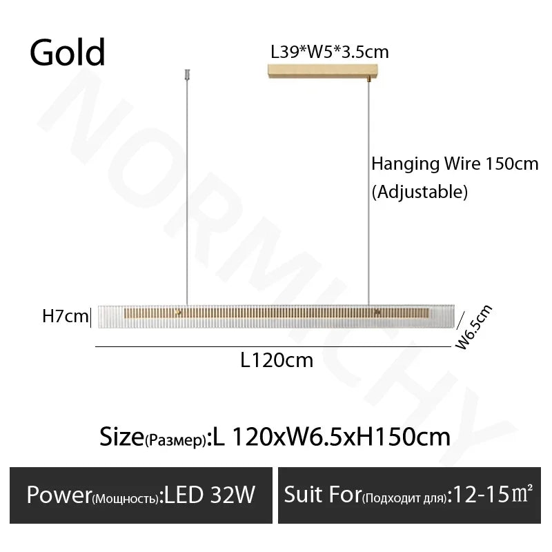 Afralia™ Modern Black Linear Glass Pendant Lamp