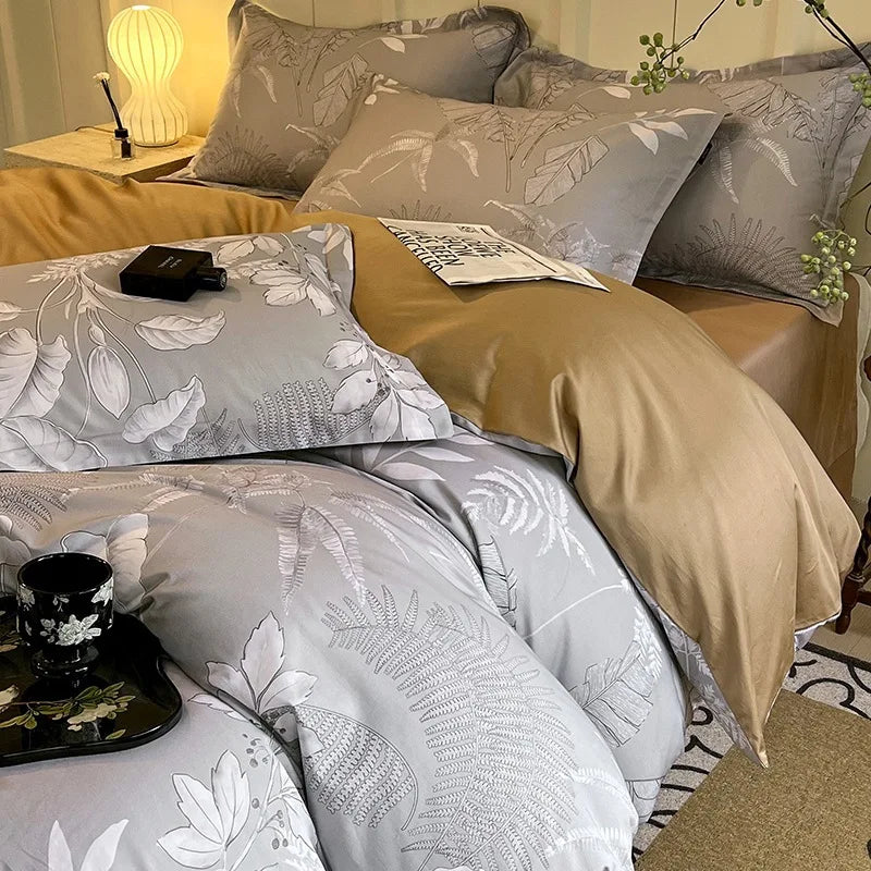 Afralia™ Satin Flower Fitted Sheet Set - Luxury 100% Cotton Print Bedding Set