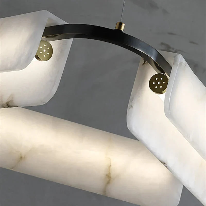 Afralia™ Marble LED Ceiling Chandelier, Dimmable Dining Room Pendant - Modern Minimalist Decorative Lighting