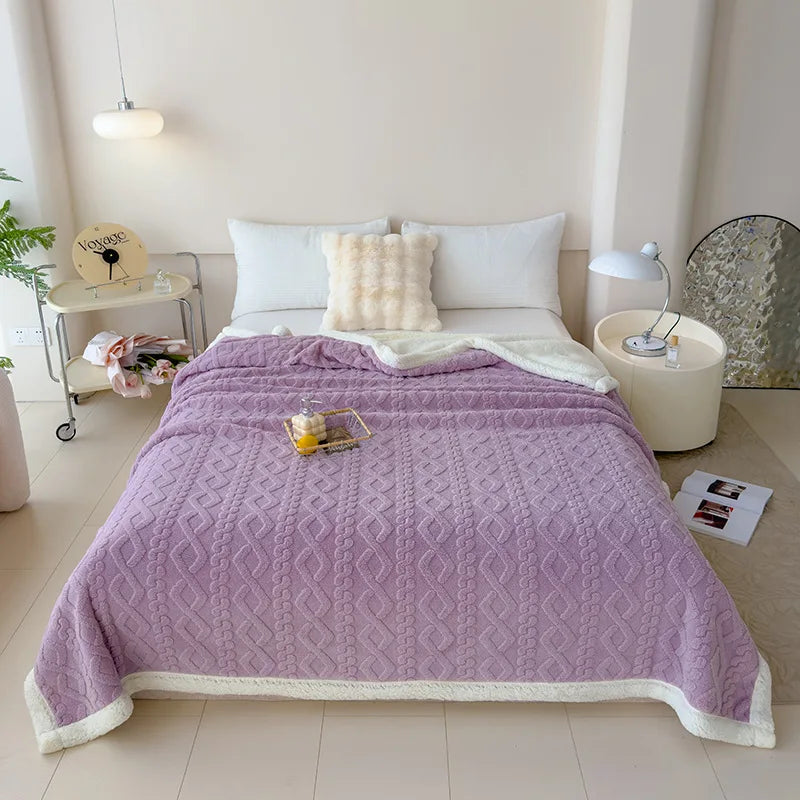 Afralia™ Soft Lamb Wool Blanket for Office Living Room Sofa All Seasons Comfy Cover
