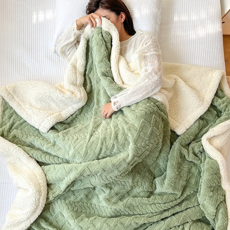 Afralia™ Winter Jacquard Taffeta Fleece Blanket for Office Living Room Sofa